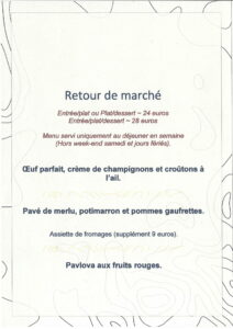 Menu du marché du restaurant Le Kermer à Sarzeau